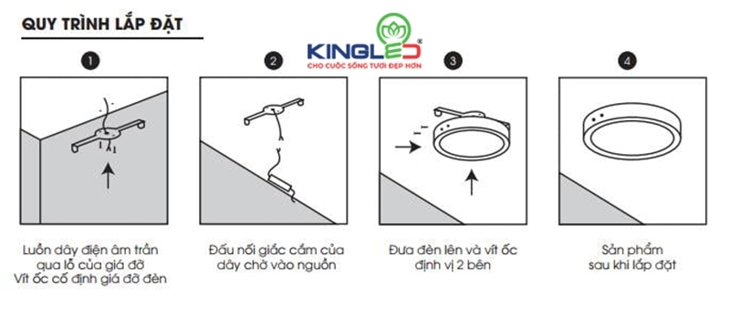 Các bước thực hiện lắp đèn ốp nổi không quá khó khăn hay phức tạp